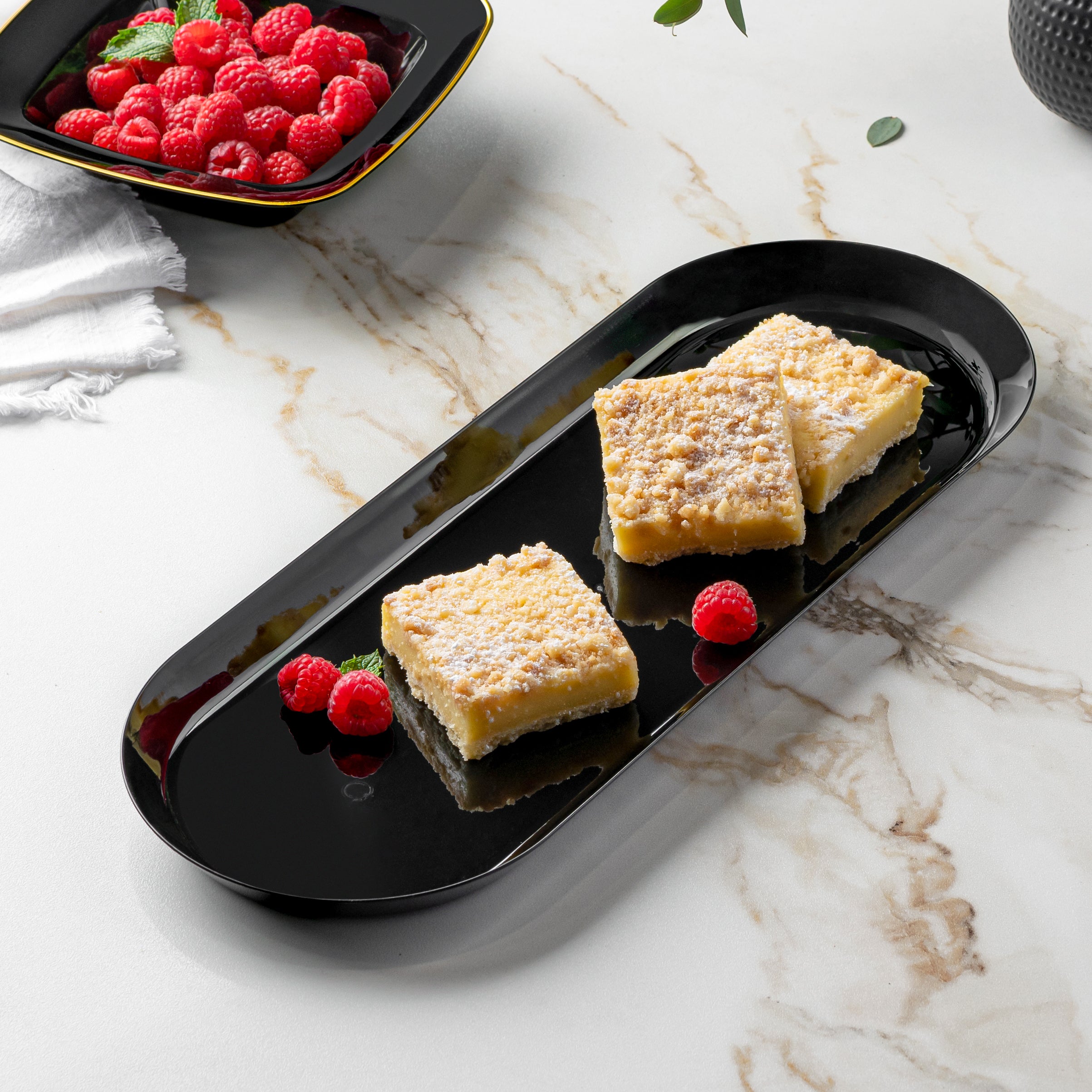 Black Rectangular Oval Appetizer Plates – Perfect for Catering and Parties