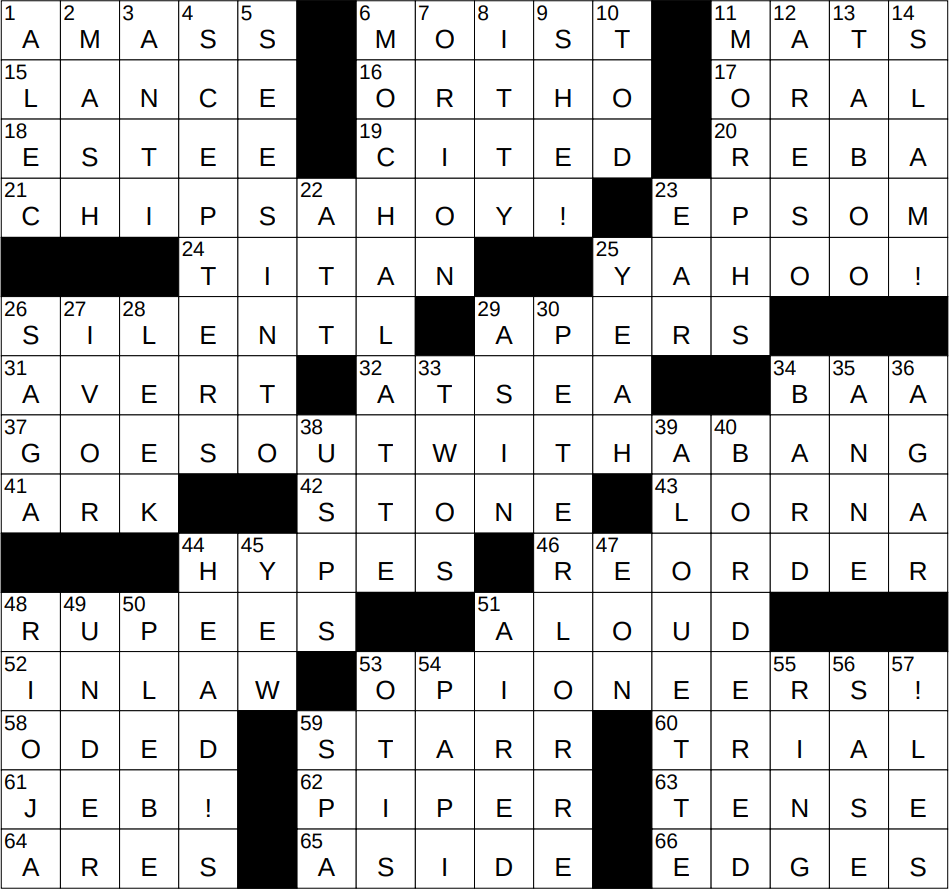 Chip Ahoy! The Nabisco Cookie Brand Crossword Answer in NY Times Puzzle