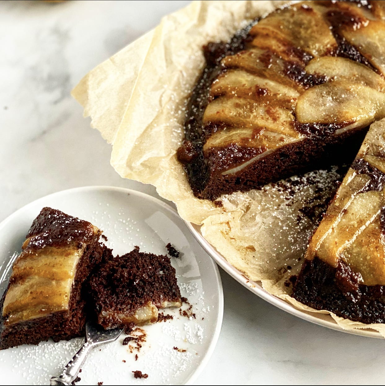 Caramelized Pear Chocolate Cake