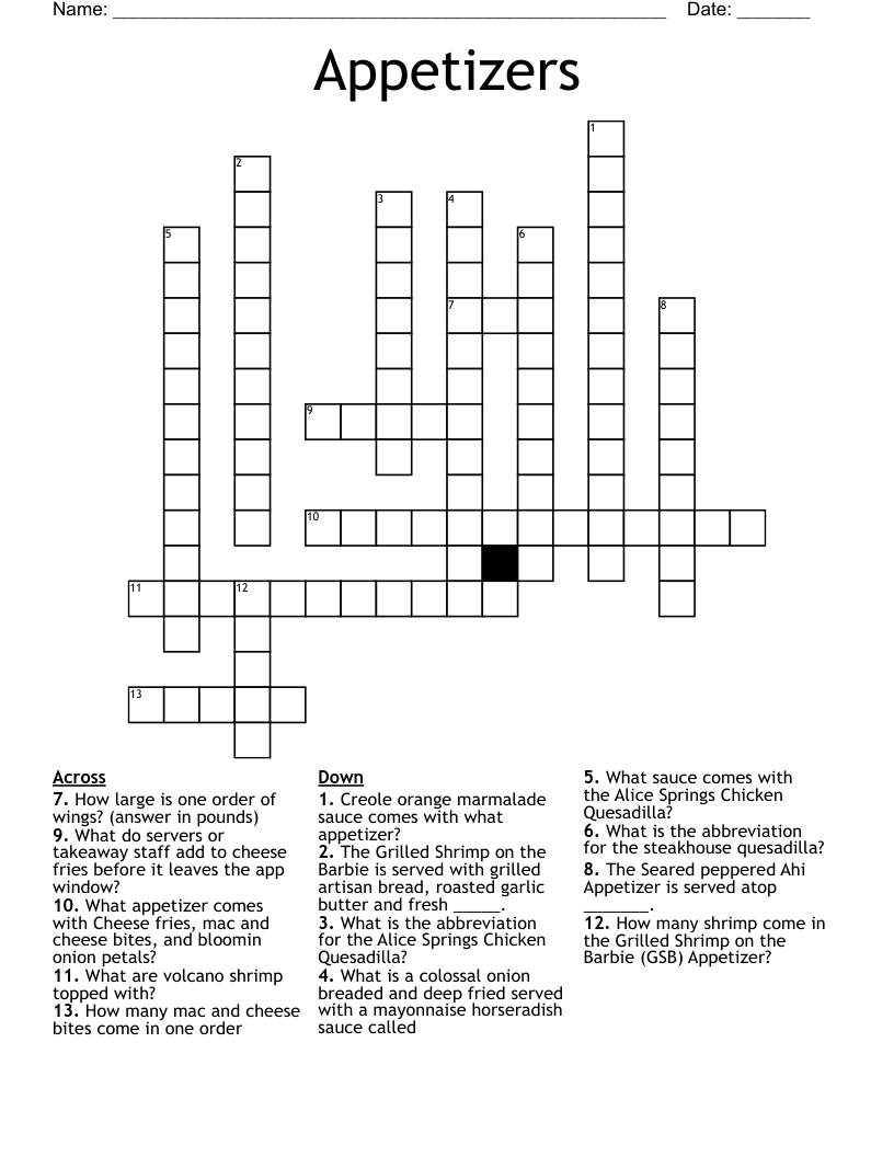 What's the Fancy Party Appetizer? Solve the Crossword Puzzle Clue