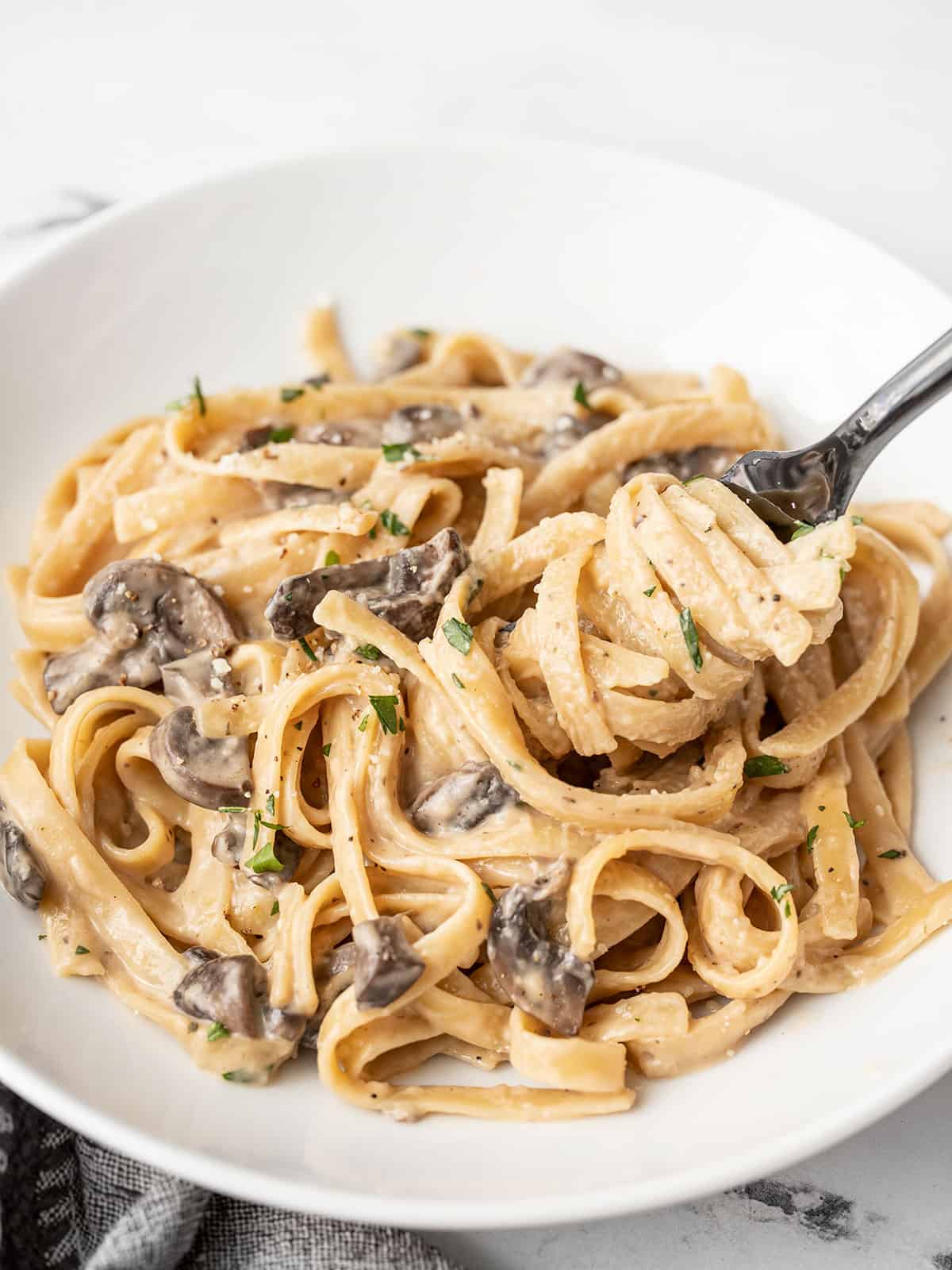 Mushroom Pasta with Melted Cheese