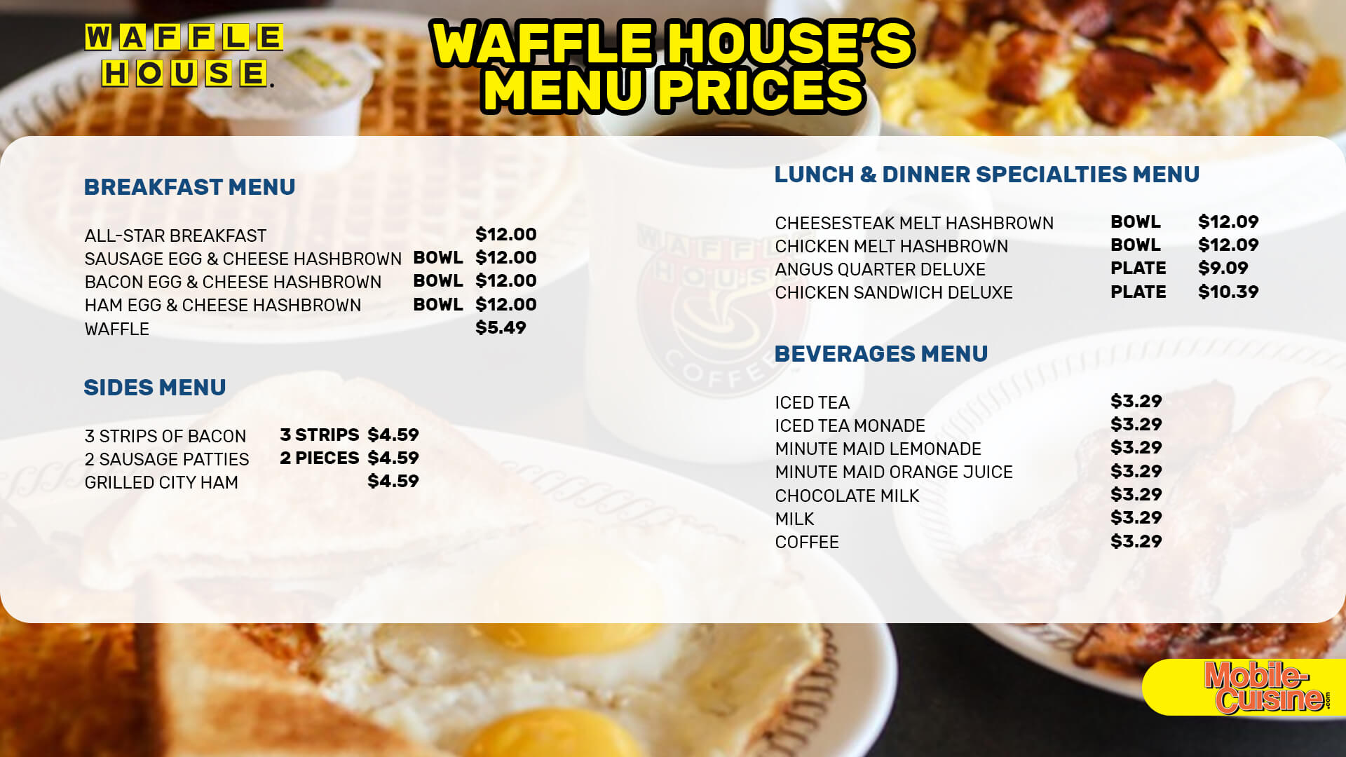 Waffle House Full Breakfast Menu with Prices: Top Breakfast Choices and Their Costs