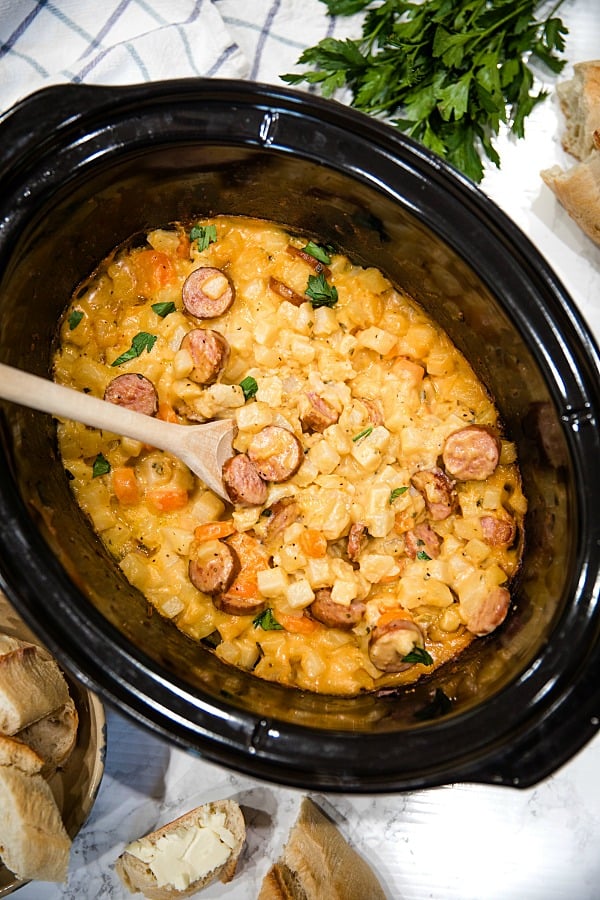 Make Delicious Slow Cooker Sausage and Potato Casserole Tonight