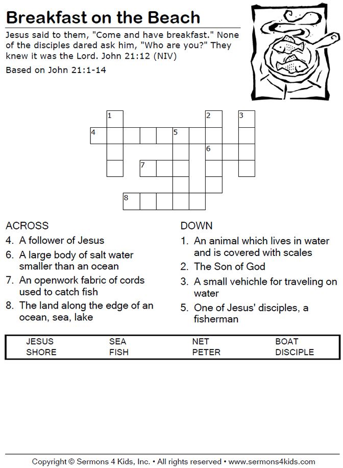 Fun Wordsearch: Jesus Makes Breakfast on the Shore